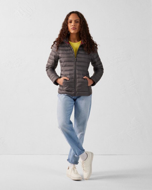 Cloe Anthracite Lightweight Hooded Down Jacket - Image 6