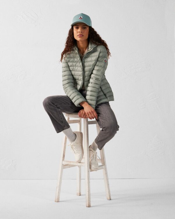 Cloe Mineral Green Lightweight Hooded Down Jacket - Image 2