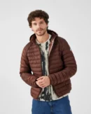 Nico Chocolate Lightweight Hooded Down Jacket