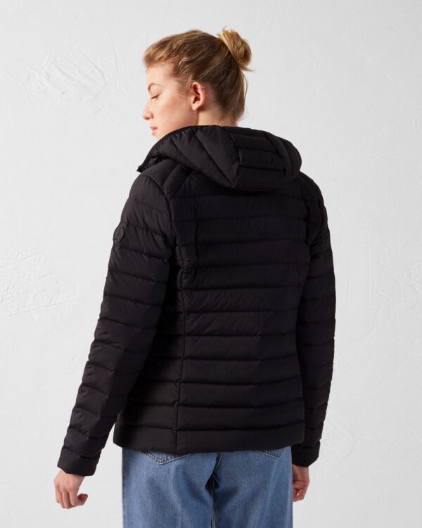 Salma Black Lightweight Stretch Hooded Down Jacket - Image 3