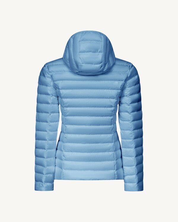 Cloe Washed Blue Lightweight Hooded Down Jacket - Image 3