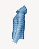 Cloe Washed Blue Lightweight Hooded Down Jacket