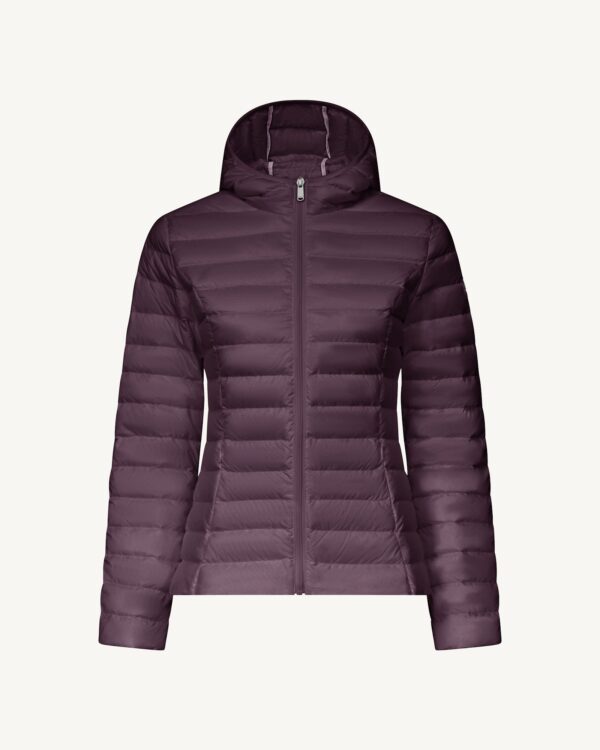 Cloe Fig Lightweight Hooded Down Jacket