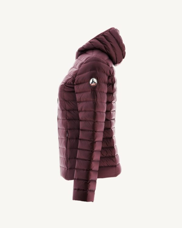 Cloe Aubergine Lightweight Hooded Down Jacket - Image 3