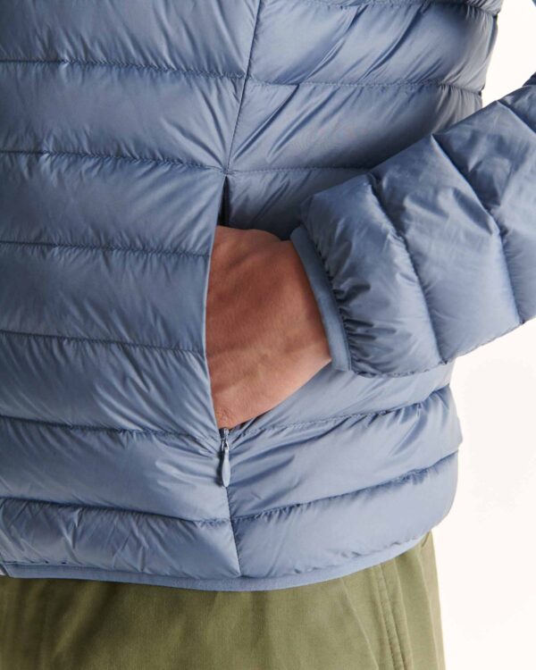 Nico Washed Blue Lightweight Hooded Down Jacket - Image 2