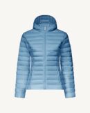 Cloe Washed Blue Lightweight Hooded Down Jacket