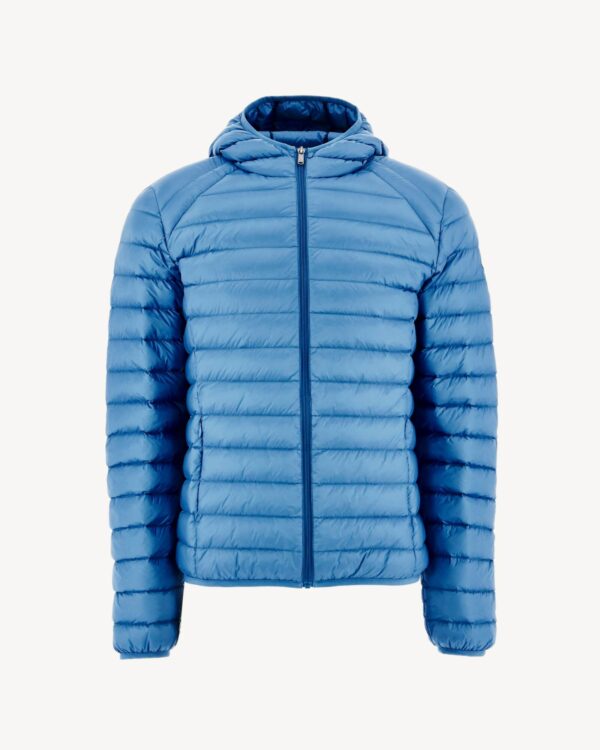 Nico Denim Blue Lightweight Hooded Down Jacket