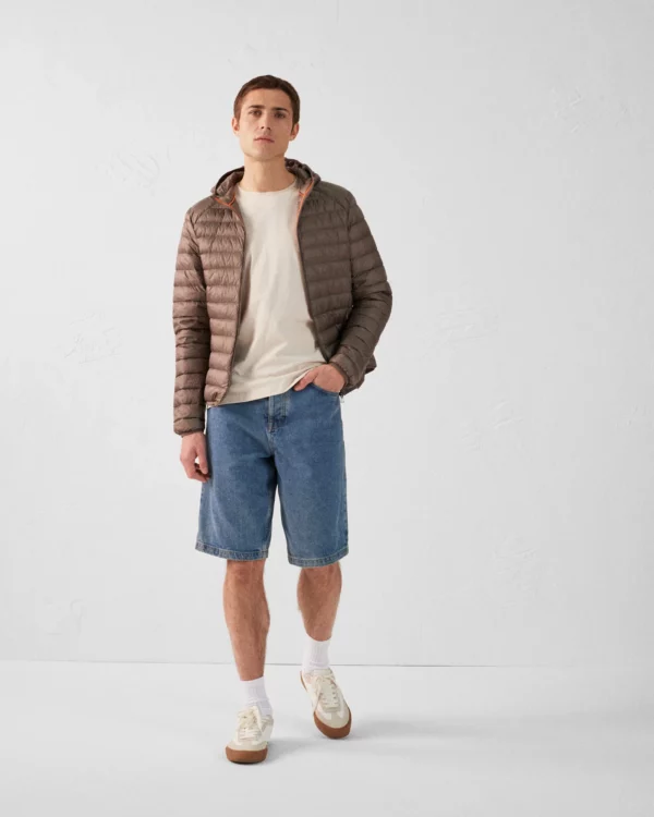 Nico Taupe Lightweight Hooded Down Jacket - Image 6