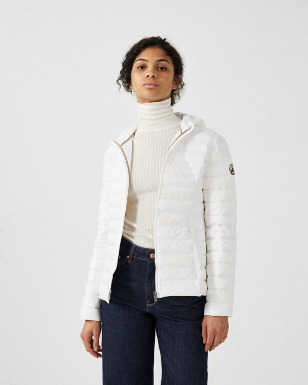 Cloe White Lightweight Hooded Down Jacket - Image 2