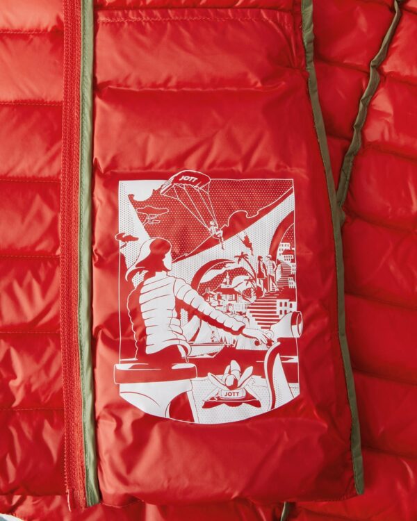 Cloe Bright Red Lightweight Hooded Down Jacket - Image 4