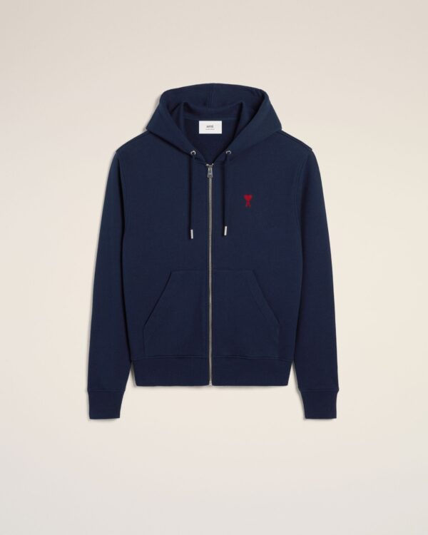 Navy Blue Zip-Up Cotton Ami de Coeur Hoodie
