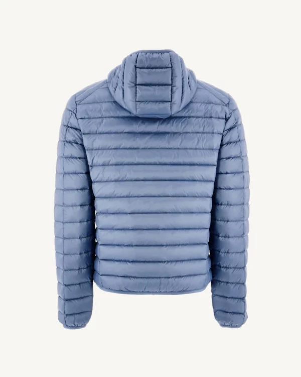 Nico Washed Blue Lightweight Hooded Down Jacket - Image 4
