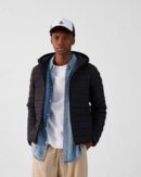 Frantz Black Lightweight Stretch Hooded Down Jacket