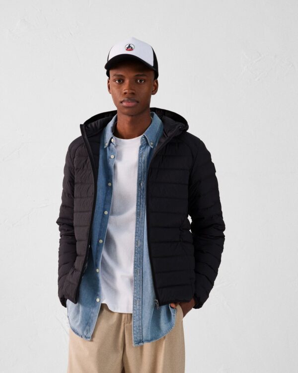 Frantz Black Lightweight Stretch Hooded Down Jacket