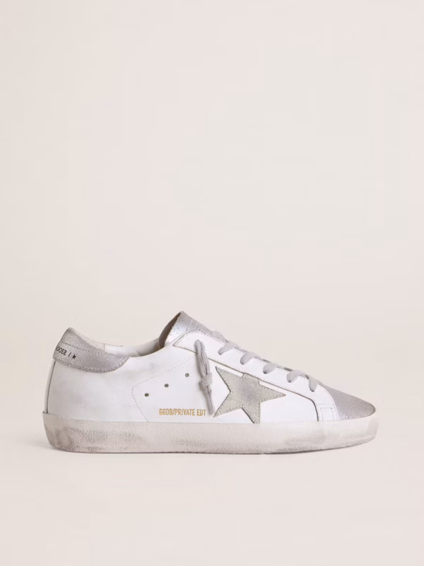 Women's Super-Star with grey suede star and silver glitter heel counter and inserts