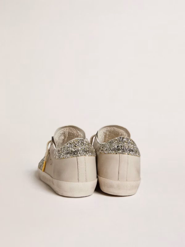 Super-Star LTD in ivory nappa leather with star and platinum glitter heel counter - Image 3