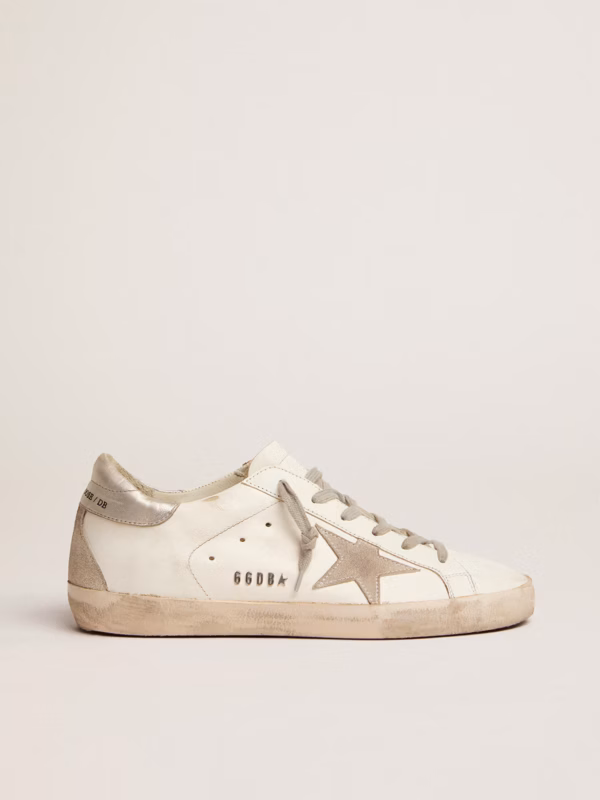 Women's Super-Star with silver heel counter and lettering with metal studs