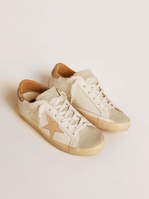 Women's Super-Star with nude leather star and gold glitter heel counter - Image 2