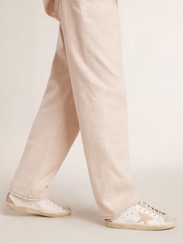 Women's Super-Star with nude leather star and gold glitter heel counter - Image 3