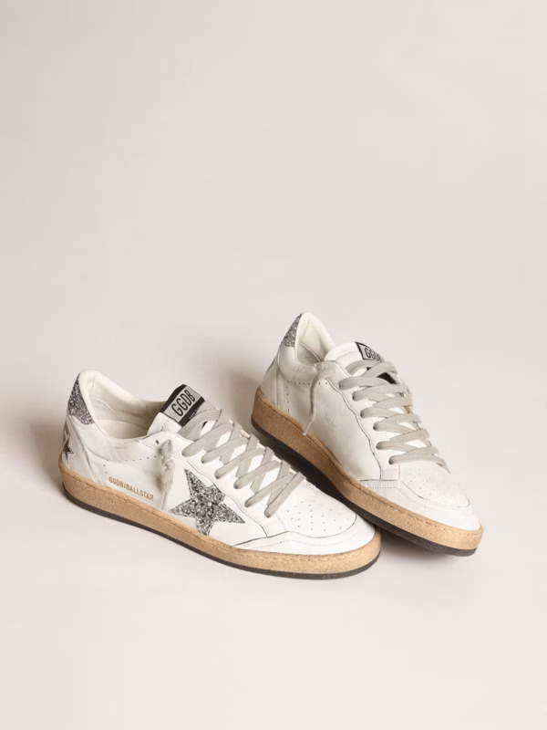 Women's Ball Star in nappa with white star and glittery heel counter - Image 2