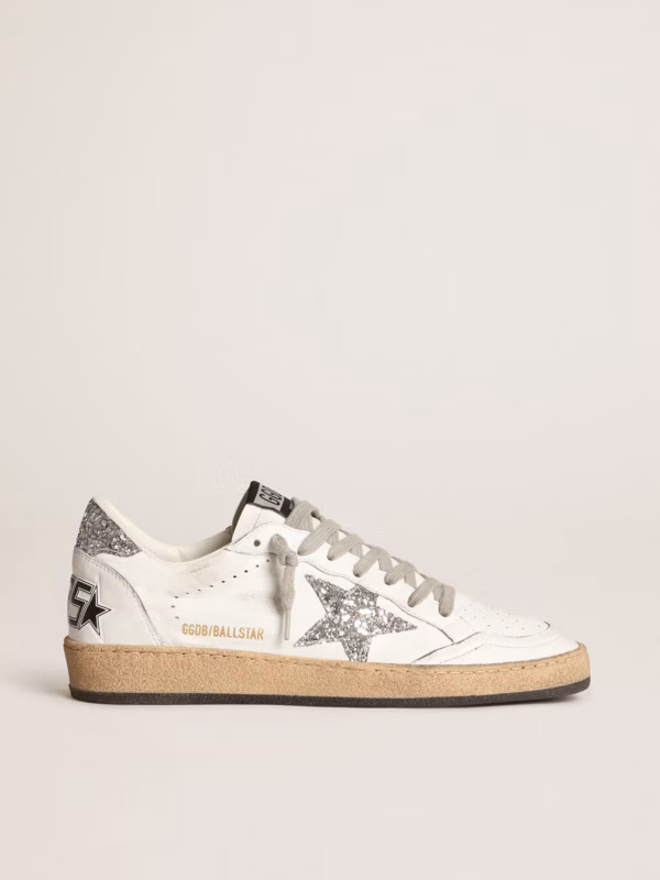 Women's Ball Star in nappa with white star and glittery heel counter