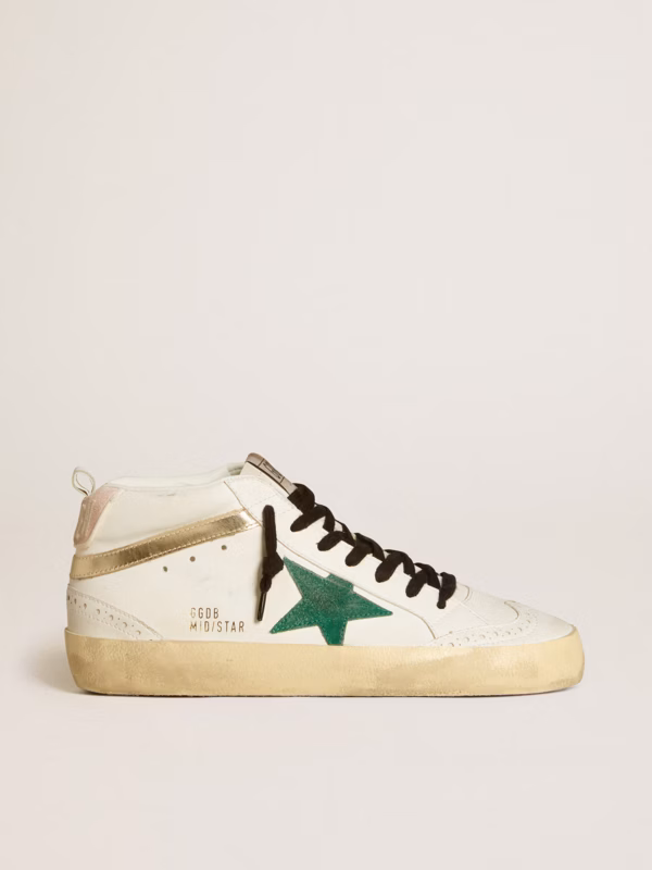 Organic Mid Star with green suede star and pink suede heel counter