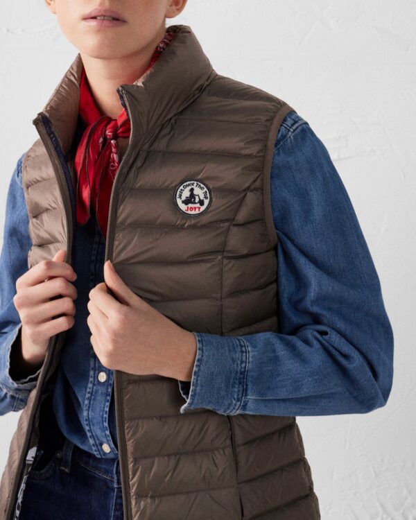 Lightweight sleeveless down jacket Taupe Seda - Image 5