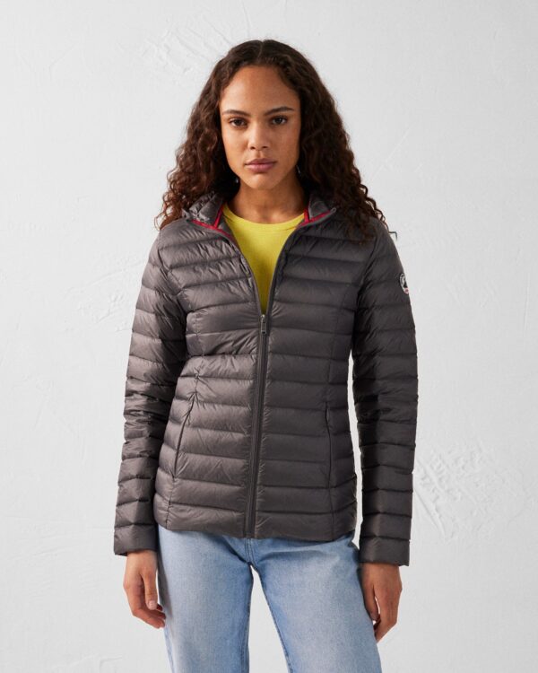 Cloe Anthracite Lightweight Hooded Down Jacket - Image 2