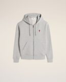 Grey Zip-Up Hoodie Ami de Coeur In Cotton