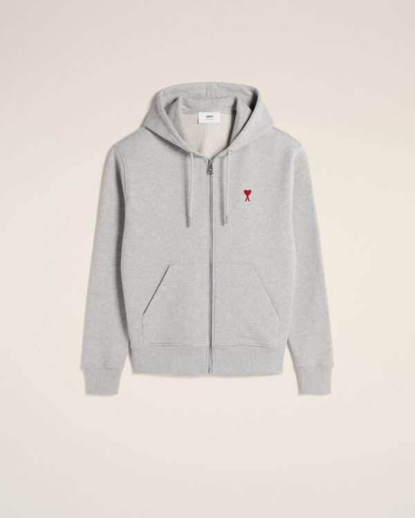 Grey Zip-Up Hoodie Ami de Coeur In Cotton