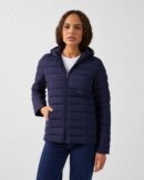 Salma Navy Lightweight Stretch Hooded Down Jacket