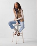 Beige Seda Sleeveless Lightweight Down Jacket