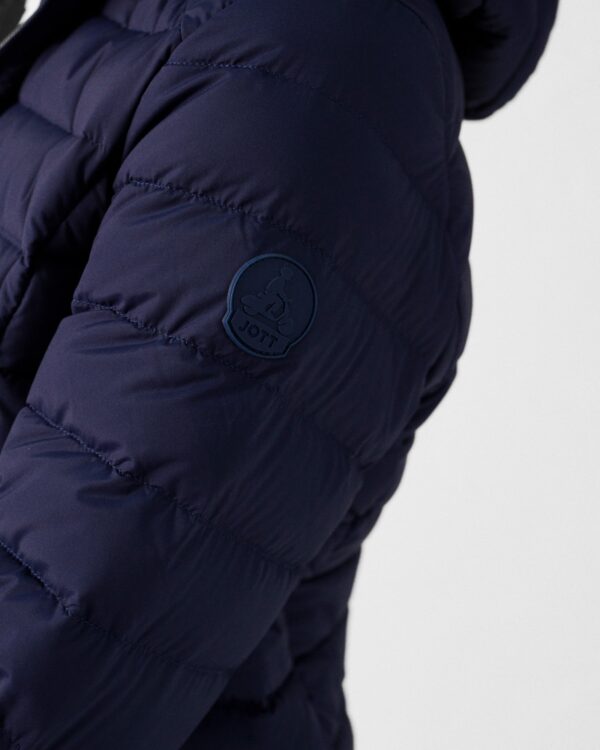 Salma Navy Lightweight Stretch Hooded Down Jacket - Image 6