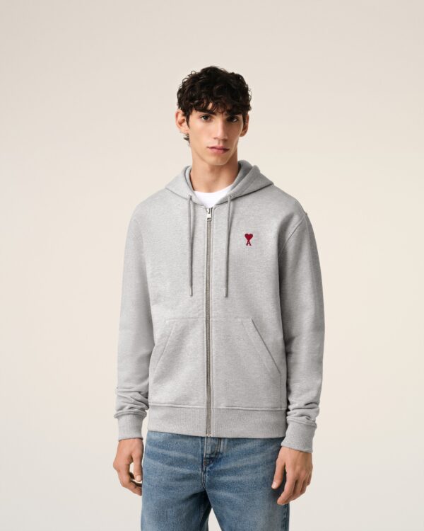 Grey Zip-Up Hoodie Ami de Coeur In Cotton - Image 5