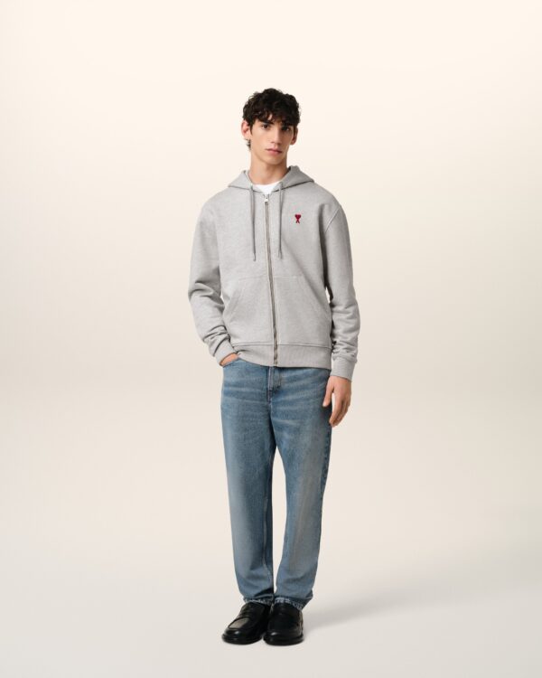 Grey Zip-Up Hoodie Ami de Coeur In Cotton - Image 2
