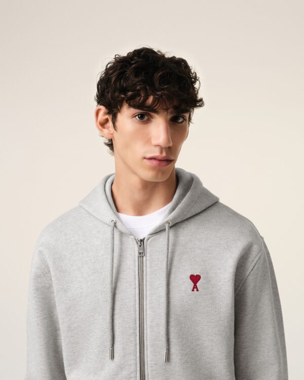Grey Zip-Up Hoodie Ami de Coeur In Cotton - Image 6
