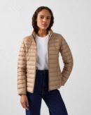 Beige Cha lightweight down jacket