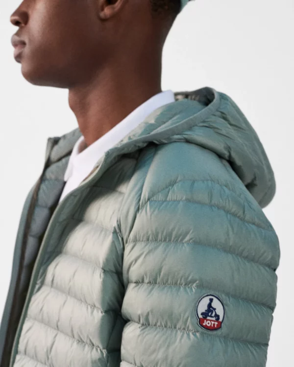 Nico Mineral Green Lightweight Hooded Down Jacket - Image 3