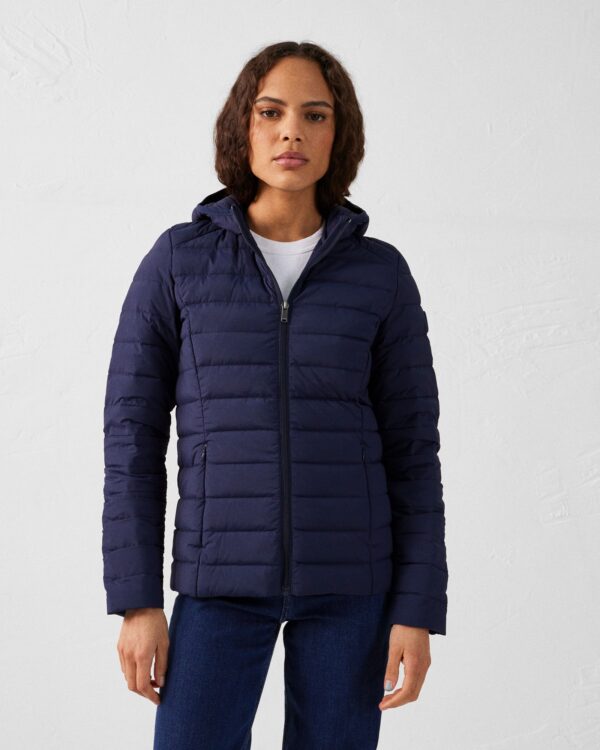 Salma Navy Lightweight Stretch Hooded Down Jacket - Image 3