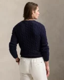 Cable-knit cotton sweater - Hunter navy