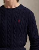 Cable-knit cotton sweater - Hunter navy