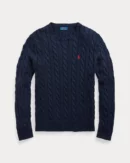 Cable-knit cotton sweater - Hunter navy