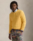 Cable knit cotton sweater - Autumn yellow
