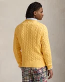 Cable knit cotton sweater - Autumn yellow