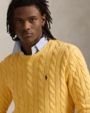 Cable knit cotton sweater - Autumn yellow