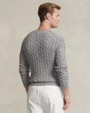 Cable-knit cotton sweater - Heather fawn grey