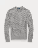 Cable-knit cotton sweater - Heather fawn grey