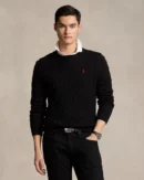 Cable knit cotton sweater - Black