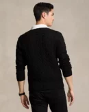 Cable knit cotton sweater - Black