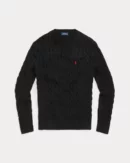 Cable knit cotton sweater - Black